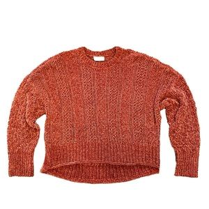 Altar’d State Burnt Orange Chenille Crochet Sweater XL